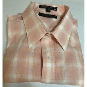 Tommy Hilfiger , Tommy Traveler XL Mens Button Down Shirt Plaid Peach